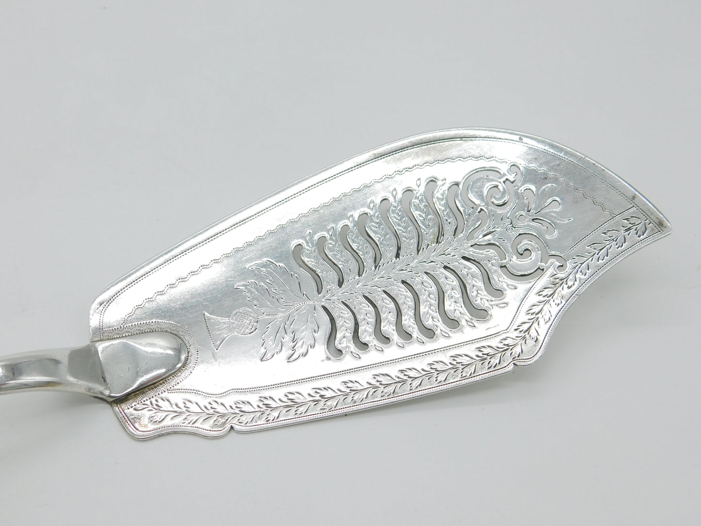 Georgian Scottish Sterling Silver Thistle Fish Slice Antique 1817 Edinburgh