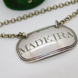 George III Sterling Silver Bright Cut Madeira Decanter Label Antique 1803 London
