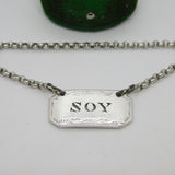 George III Sterling Silver 'Soy' Sauce Bottle Label or Ticket Antique c1790
