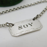 George III Sterling Silver 'Soy' Sauce Bottle Label or Ticket Antique c1790