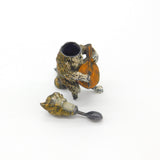 Cold Painted Bronze Vienna Cat Playing Banjo Bobbing Head Figure AF Victorian