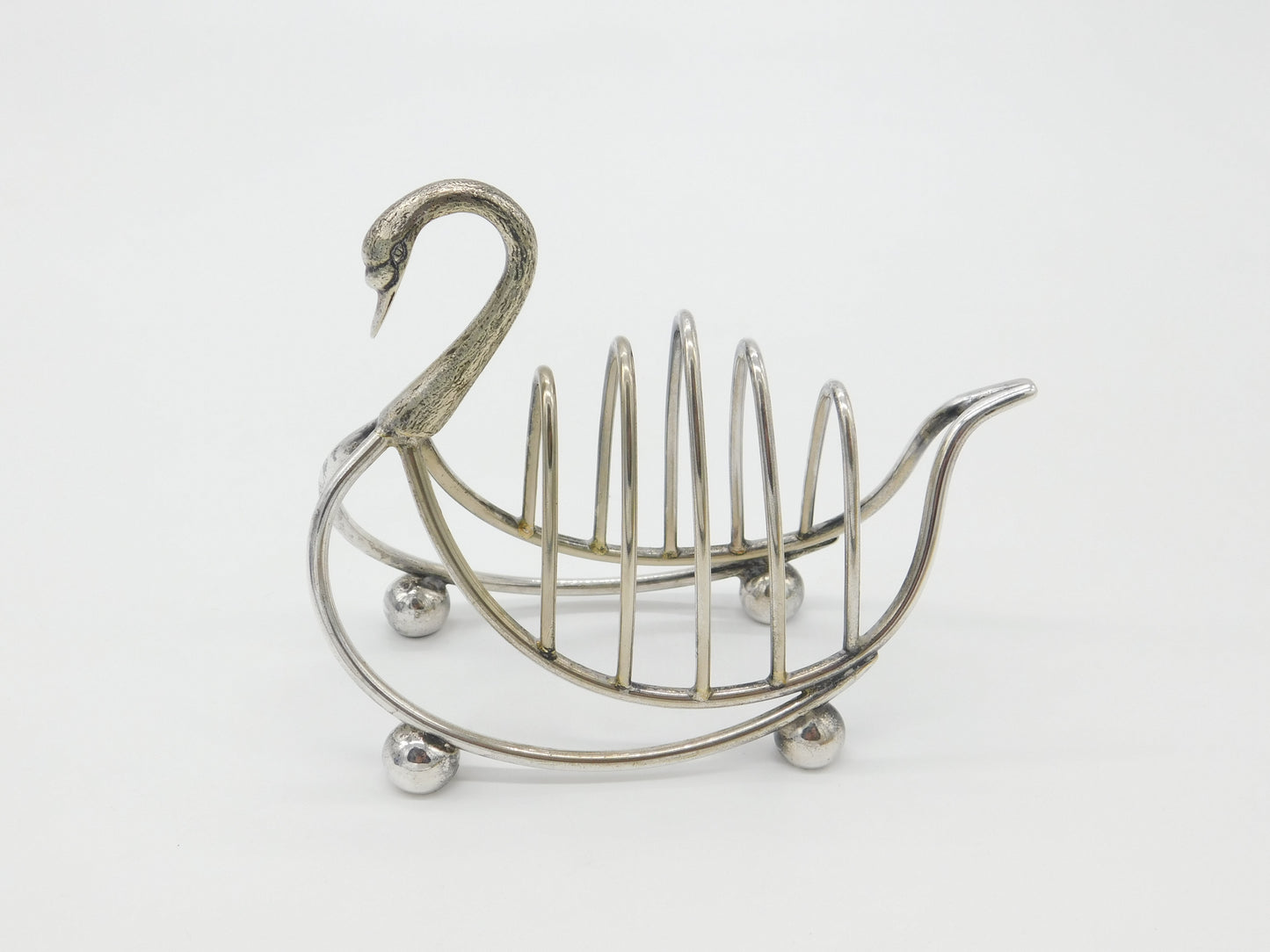 Silver Plated Novelty Swan Form Four Part Toast Rack Antique c1920 Art Deco EPNS