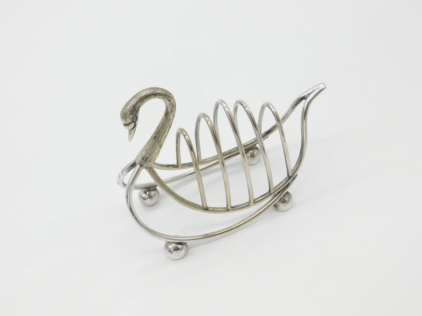 Silver Plated Novelty Swan Form Four Part Toast Rack Antique c1920 Art Deco EPNS