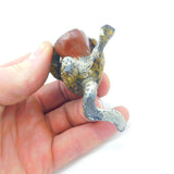 Cold Painted Bronze Vienna Cat Playing Banjo Bobbing Head Figure AF Victorian
