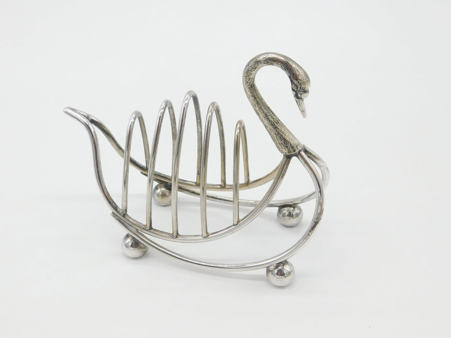 Silver Plated Novelty Swan Form Four Part Toast Rack Antique c1920 Art Deco EPNS