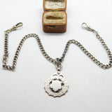 Victorian Sterling Silver Double Albert Watch Chain & Fob c1900 Antique