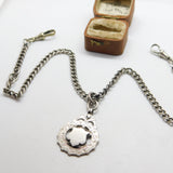 Victorian Sterling Silver Double Albert Watch Chain & Fob c1900 Antique