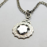 Victorian Sterling Silver Double Albert Watch Chain & Fob c1900 Antique
