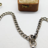 Victorian Sterling Silver Double Albert Watch Chain & Fob c1900 Antique