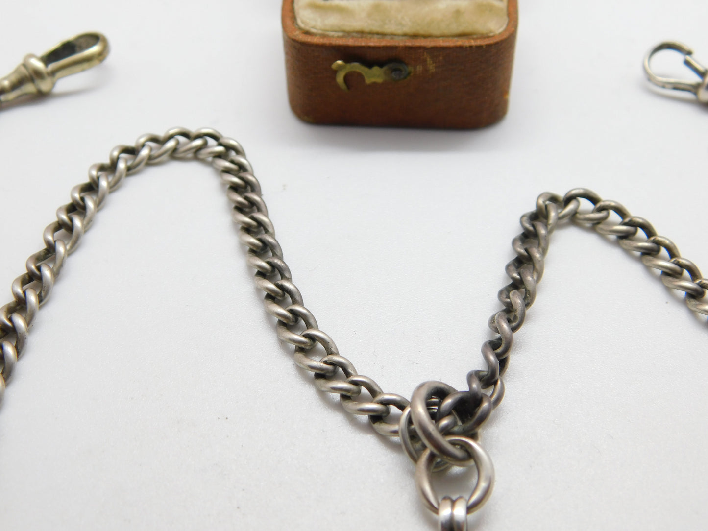 Victorian Sterling Silver Double Albert Watch Chain & Fob c1900 Antique