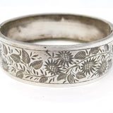 Victorian Sterling Silver Aesthetic Movement Floral Cuff Bangle Antique c1880s