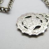 Victorian Sterling Silver Double Albert Watch Chain & Fob c1900 Antique