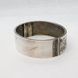 Victorian Sterling Silver Aesthetic Movement Floral Cuff Bangle Antique c1880s
