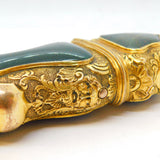George III Gold Cased Bloodstone Set Large Floral Decorated Etui Case Antique