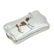 Victorian Sterling Silver & Enamel Fox Hound Dog Vesta Case Antique c1890
