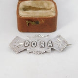 Victorian Sterling Silver Dora Name Christening Brooch 1895 Chester Antique
