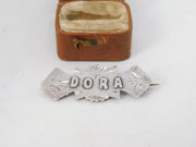 Victorian Sterling Silver Dora Name Christening Brooch 1895 Chester Antique