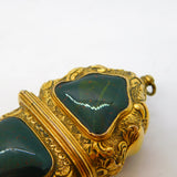 George III Gold Cased Bloodstone Set Large Floral Decorated Etui Case Antique