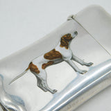 Victorian Sterling Silver & Enamel Fox Hound Dog Vesta Case Antique c1890