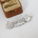 Victorian Sterling Silver Dora Name Christening Brooch 1895 Chester Antique