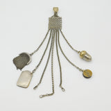 Large Victorian Sterling Silver Sewing Chatelaine With Tools Antique c1890