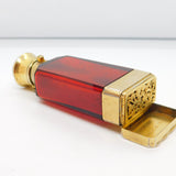 Victorian Sterling Silver Gilt Cranberry Glass Vinaigrette Scent Bottle Antique 1866 Birmingham