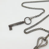Early Victorian Carved Steel Chatelaine with Keys, Clips etc Antique c1860
