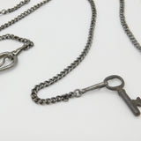 Early Victorian Carved Steel Chatelaine with Keys, Clips etc Antique c1860