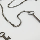 Early Victorian Carved Steel Chatelaine with Keys, Clips etc Antique c1860