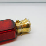 Victorian Sterling Silver Gilt Cranberry Glass Vinaigrette Scent Bottle Antique 1866 Birmingham
