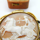 Victorian Pinchbeck Acanthus Framed Carved Goddess Athena Cameo Brooch c1850
