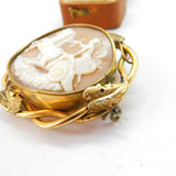 Victorian Pinchbeck Acanthus Framed Carved Goddess Athena Cameo Brooch c1850