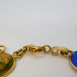 9ct Gold Egyptian Revival Carved Stone Scarab Beetle Bracelet Vintage c1960