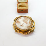 Victorian Pinchbeck Acanthus Framed Carved Goddess Athena Cameo Brooch c1850