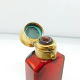 Victorian Sterling Silver Gilt Cranberry Glass Vinaigrette Scent Bottle Antique 1866 Birmingham