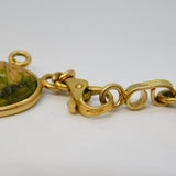 9ct Gold Egyptian Revival Carved Stone Scarab Beetle Bracelet Vintage c1960
