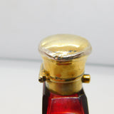 Victorian Sterling Silver Gilt Cranberry Glass Vinaigrette Scent Bottle Antique 1866 Birmingham