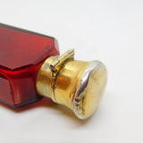 Victorian Sterling Silver Gilt Cranberry Glass Vinaigrette Scent Bottle Antique 1866 Birmingham