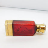 Victorian Sterling Silver Gilt Cranberry Glass Vinaigrette Scent Bottle Antique 1866 Birmingham