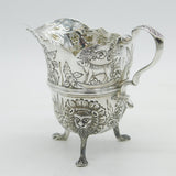 Irish Edwardian Sterling Silver Animal Pattern Cream Jug Antique 1905 Dublin