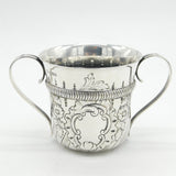 Edwardian Sterling Silver Floral Pattern Porringer Antique 1905 Chester