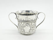 Edwardian Sterling Silver Floral Pattern Porringer Antique 1905 Chester