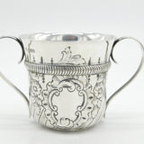 Edwardian Sterling Silver Floral Pattern Porringer Antique 1905 Chester