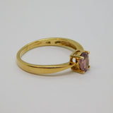 9ct Yellow Gold Light Amethyst Solitaire Dress Ring Vintage c1990 Birmingham