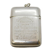 Victorian Sterling Silver 'Woodbridge Regatta' Suffolk Interest Vesta Case Antique 1897