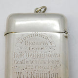 Victorian Sterling Silver 'Woodbridge Regatta' Suffolk Interest Vesta Case Antique 1897