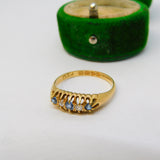 Edwardian 18ct Gold, Sapphire & Diamond Boat Ring Antique 1903 Chester