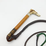 Victorian Leather Dog Form Beagling Crop Whip With Dog Whistle Antique c1890