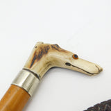 Victorian Leather Dog Form Beagling Crop Whip With Dog Whistle Antique c1890