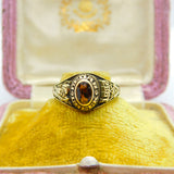 10ct Yellow Gold & Citrine Cedar Creek College LA Graduation Ring Vintage 1982